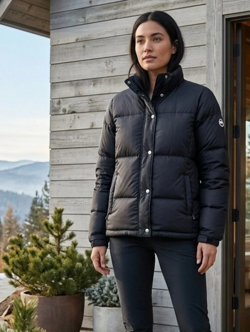 American Eagle Black Duck Down Puffer Coat Medium